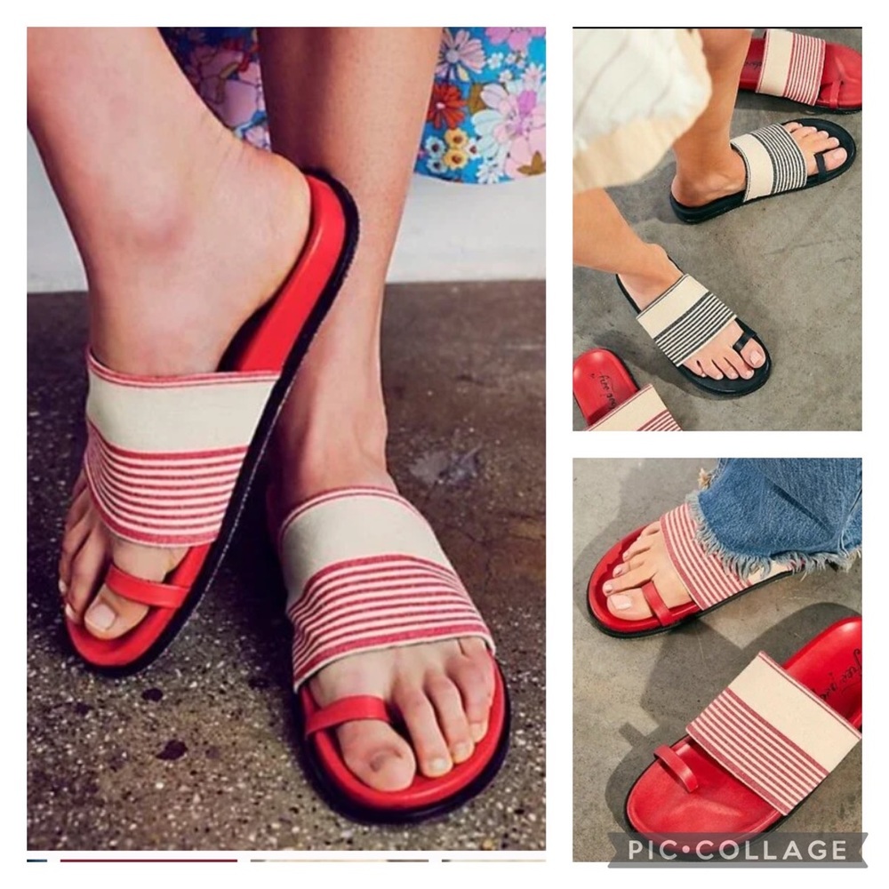 Free People Saylor Footbed Sandals in Red/Tan color size 40/10 NWT NIB